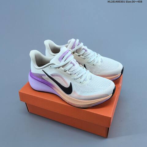 Nike Air Zoom Pegasus 42 Flyknit White Black Purple Neon Green EU 36-45 Running Shoe - Unisex (BS-61486)