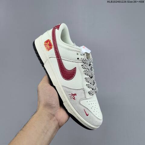 Nike SB Dunk Low Off White Light Grey Red Black EU 36-45 Skate Shoe - Unisex (BS-62430)