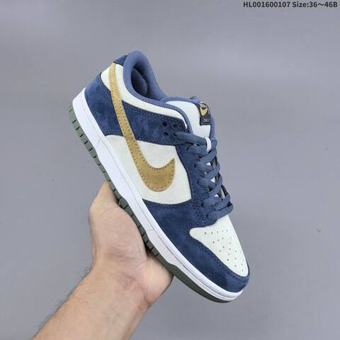 Nike SB Dunk Low Pro Navy Blue Off White Gold White EU 36-46 Skate Shoe - Unisex (BS-62174)