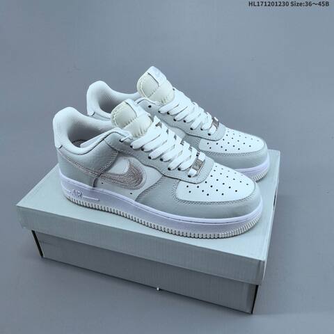 Nike Air Force 1 07 Light Grey White Silver EU 36 45 Sneaker EU 36-45 - Unisex (BS-62318)