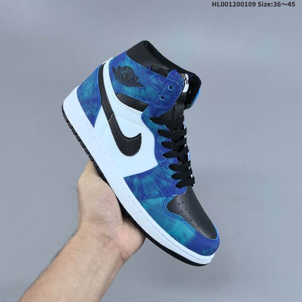 Nike Air Jordan 1 High OG black/blue/white tie-dye 36~45 basketball