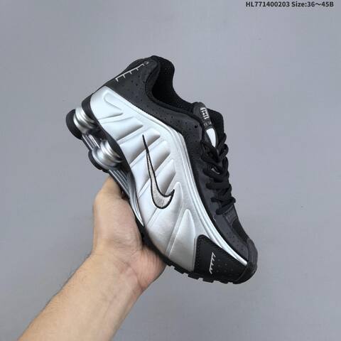Nike Shox R4 HQ1988-007 Black Silver White EU 36-45 Running Shoe - Unisex (BS-61555)