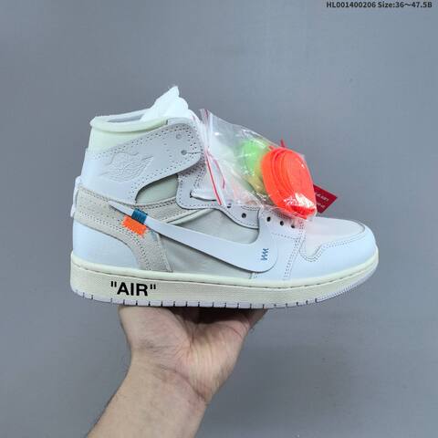 OFF-WHITE x Air Jordan 1 Retro High White The The OG AIR JORDAN 1 Aj1 Lifestyle (BS-66676)