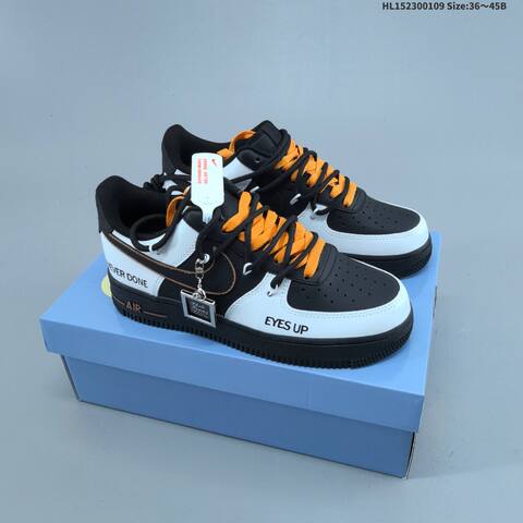 Nike Air Force 1 Low 07 Black White Orange EU 36-45 Sneaker - Unisex (BS-62107)