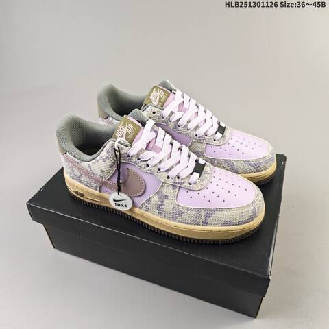 Nike Air Force 1 Low White Grey Blue Purple Beige EU 36-45 Sneaker - Unisex (BS-63038)