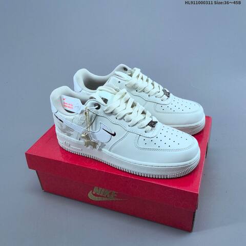 Nike Air Force 1 07 Off White White Burgundy Gold EU 36-45 Sneaker - Unisex (BS-61373)