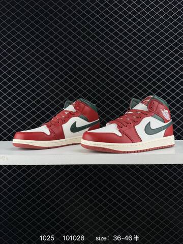Jordan Air Jordan 1 Mid Red White Green Cream EU 36-46 Sneaker - Unisex (BS-80446)