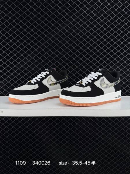 Nike Air Force 1 07 black white camouflage orange 35 5-45 5 casual lifestyle