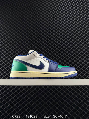 Jordan Air Jordan 1 Low Sail Navy Green Cream EU 36-46 Sneaker - Unisex (BS-81029)