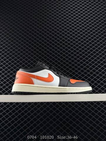 Jordan Air Jordan 1 Low Shattered Backboard Black White Orange Sail EU 36-46 Basketball Shoe - Unisex (BS-81102)