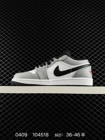 Jordan Air Jordan 1 Low Light Grey White Black Red EU 36-46 Sneaker - Unisex (BS-79518)