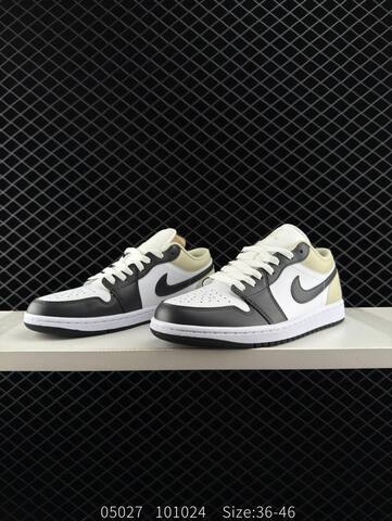 Jordan Air Jordan 1 Low White Black Light Beige EU 36-46 Sneaker - Unisex (BS-81296)