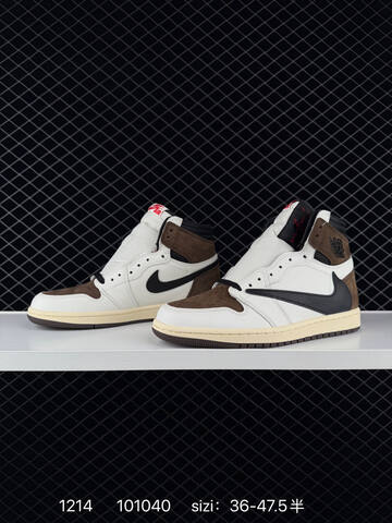 Jordan Air Jordan 1 Retro High OG Travis Scott Reverse Mocha White Brown Black Cream EU 36-47 5 Basketball Shoe - Unisex (BS-80065)