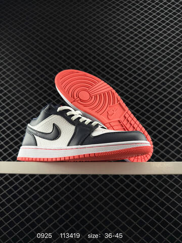 Jordan Air Jordan 1 Low 553558 113 White Light Grey Navy Gum Brown EU 40-45 Sneaker - Men's (BS-80639)