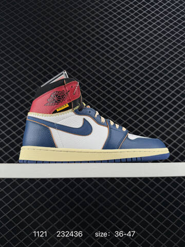 Jordan Union x Air Jordan 1 Retro High PK NRG White Blue Red Black Cream EU 36-47 Basketball Shoe - Unisex (BS-80219)