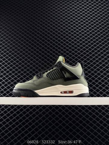 Jordan Air Jordan 4 Retro Olive Green Black Cream Orange EU 36-47 Basketball Shoe - Unisex (BS-81132)