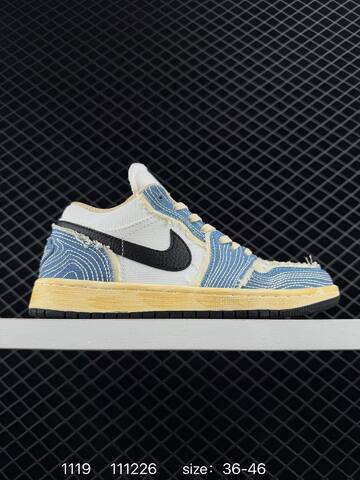 Jordan Air Jordan 1 Low Blue White Black Yellow EU 36-46 Sneaker - Unisex (BS-80232)