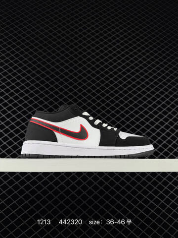 Jordan Air Jordan 1 Low Black White Red Silver EU 36-46 Sneaker - Unisex (BS-80069)