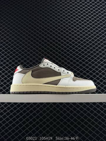 Jordan Air Jordan 1 Low Travis Scott DZ4137 106 Mocha Black White Sail Blue Cream Red EU 36-46 Skate Shoe - Unisex (BS-81322)