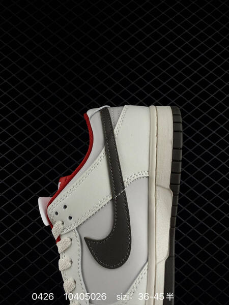 Nike Dunk Low Light grey white upper dark brown Swoosh and outsole red inner lining off-white midsole EU 36-45 skate lifestyle