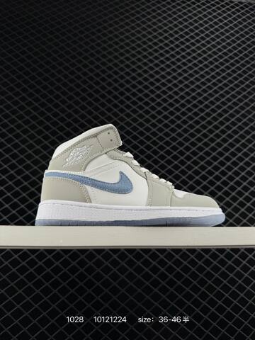 Jordan Air Jordan 1 Retro Mid 852542-010 Grey White Navy Blue EU 36-46 Sneaker - Unisex (BS-80407)