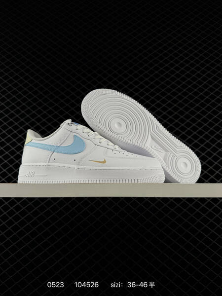 Nike Air Force 1 Low white black gold light blue pale yellow EU 36-46 lifestyle