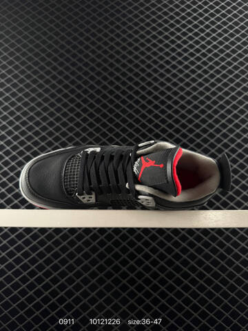 Jordan Air Jordan 4 Retro Bred Reimagined Black Grey Red White EU 36-47 Basketball Shoe - Unisex (BS-80731)