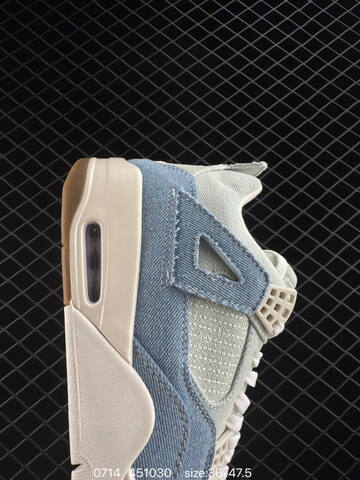 Jordan Air Jordan 4 Retro Denim Worn Blue Light Blue White Cream Gold EU 36-47 5 Basketball Shoe - Unisex (BS-81064)