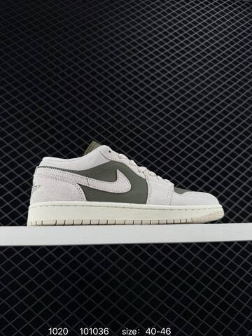 Jordan Air Jordan 1 Low OG HV4089-201 Light Grey Olive Green Sail EU 40-46 Sneaker - Men's (BS-80470)