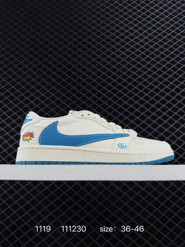 Jordan Air Jordan 1 Low Travis Scott DIY Sail Blue White EU 36-46 Sneaker - Unisex (BS-80231)