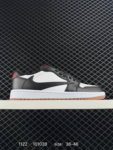 Jordan Travis Scott x Air Jordan 1 Low Black White Red Gum EU 36-46 Sneaker - Unisex (BS-80215)