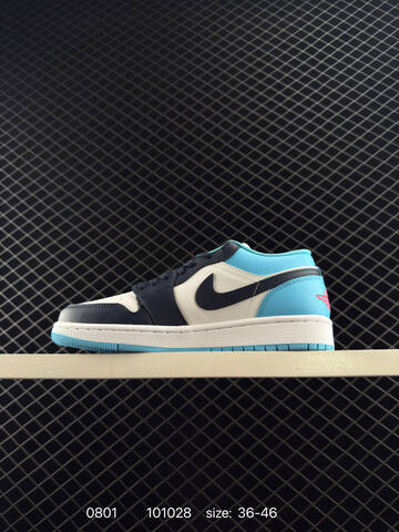 Jordan Air Jordan 1 Low White Dark Navy Bright Blue Red EU 36-46 Sneaker - Unisex (BS-80984)