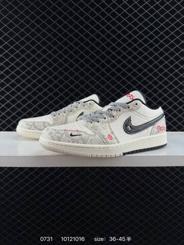 Jordan Air Jordan 1 Low Sail Grey Black Red EU 36-45 Skate Shoe - Unisex (BS-80990)