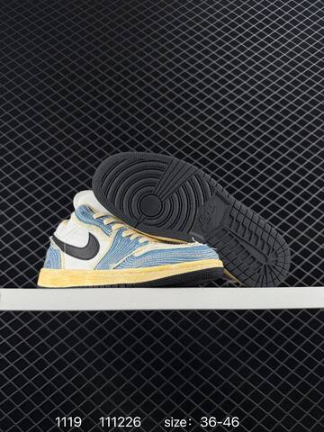 Jordan Air Jordan 1 Low Blue White Black Yellow EU 36-46 Sneaker - Unisex (BS-80232)