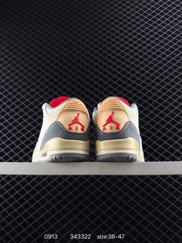 Jordan Air Jordan 3 Muslin Beige Grey Red Cream EU 36-47 Basketball Shoe - Unisex (BS-80721)