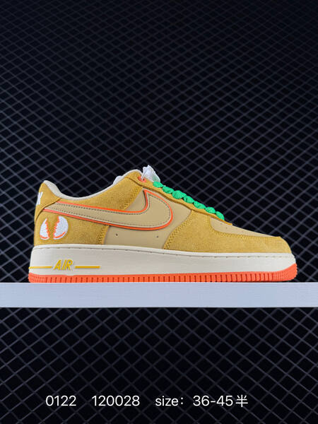 Nike Air Force 1 07 Low tan beige orange with green laces EU 36-45 5 lifestyle