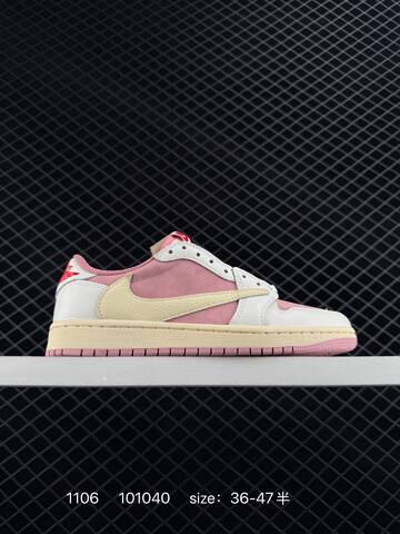 Jordan Air Jordan 1 Low OG SP Travis Scott Pink White Cream Red EU 36-47 Sneaker - Unisex (BS-80336)