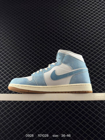 Jordan Air Jordan 1 Mid Denim HQ2005-100 White Light Blue Sail Gum Brown EU 36-46 Basketball Shoe - Unisex (BS-80610)