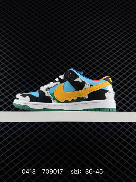 Nike SB Dunk Low Pro Ben Jerry s Chunky Dunky Blue Fury Chunky Dunky cow print yellow swoosh green outsole multicolor accents EU 36-45 skate lifestyle