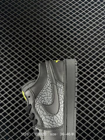Jordan Air Jordan 1 Low Elephant SE Black Grey Neon Yellow EU 36-46 Sneaker - Unisex (BS-80167)