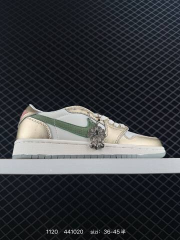 Jordan Air Jordan 1 Low Chinese New Year Sail Metallic Gold Green EU 36-45 Sneaker - Unisex (BS-80228)