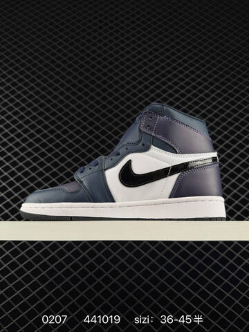 Jordan Air Jordan 1 Retro Mid 852542-010 Navy White Black EU 36-45 Basketball Shoe - Unisex (BS-79710)