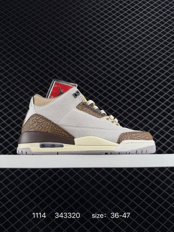 Jordan Air Jordan 3 Retro Light Grey Beige Brown Cream Gold EU 36-47 Basketball Shoe - Unisex (BS-80285)