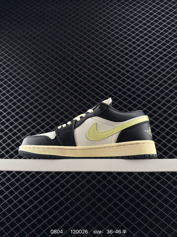 Jordan Air Jordan 1 Low Black Sail Pale Yellow EU 36-46 Sneaker - Unisex (BS-80974)