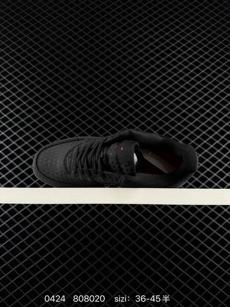 Nike Air Force 1 Low Triple Black Triple White with heart jacquard pattern EU 36-45 with half sizes lifestyle