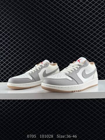 Jordan Air Jordan 1 Low White Grey Beige Red EU 36-46 Sneaker - Unisex (BS-81099)