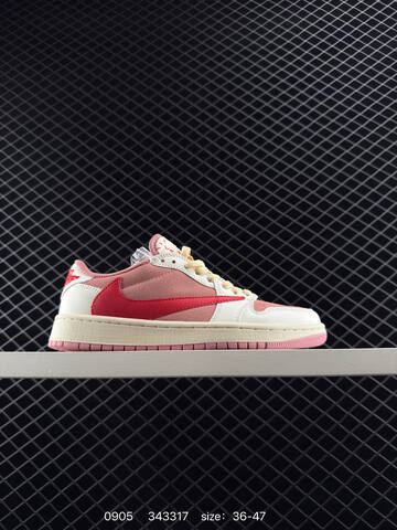 Jordan Air Jordan 1 Low OG SP Travis Scott White Pink Red Cream EU 36-47 Sneaker - Unisex (BS-80763)