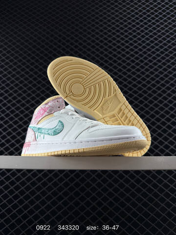 Jordan Air Jordan 1 Mid White Pink Teal Pale Yellow EU 36-47 Basketball Shoe - Unisex (BS-80651)