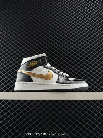 Jordan Air Jordan 1 Mid Black White Gold Light Grey EU 36-47 Basketball Shoe - Unisex (BS-80901)