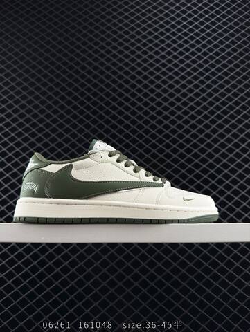 Jordan Air Jordan 1 Low Stussy Travis Scott Sail Dark Olive Green White EU 36-45 Sneaker - Unisex (BS-81145)